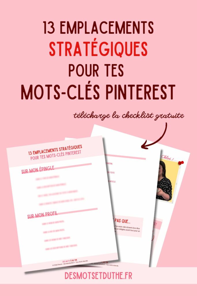Checklist : 13 emplacements stratégiques pour les mots-clés Pinterest