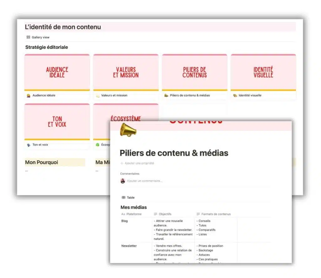 calendrier éditorial notion