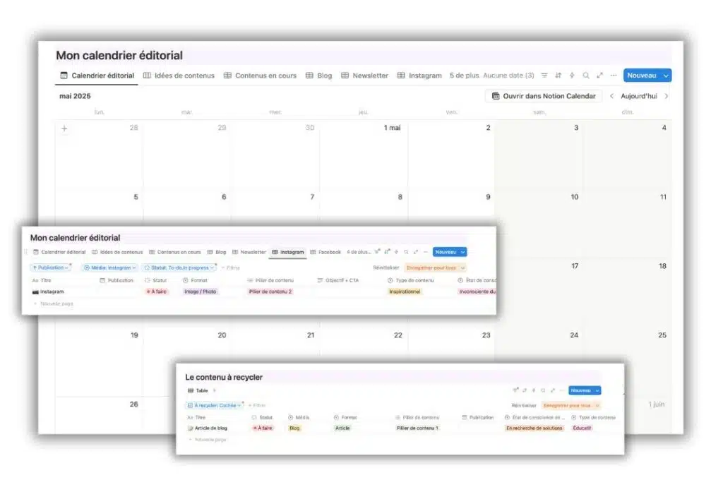 modèle de calendrier éditorial