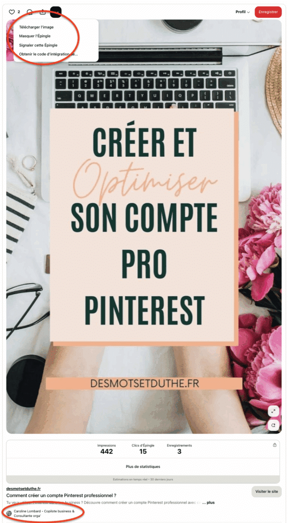 Exemple d'une épingle qu'on ne peut pas supprimer.