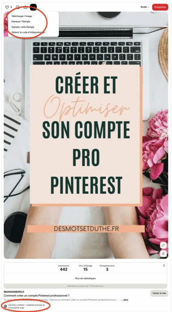 Exemple d'une épingle qu'on ne peut pas supprimer.