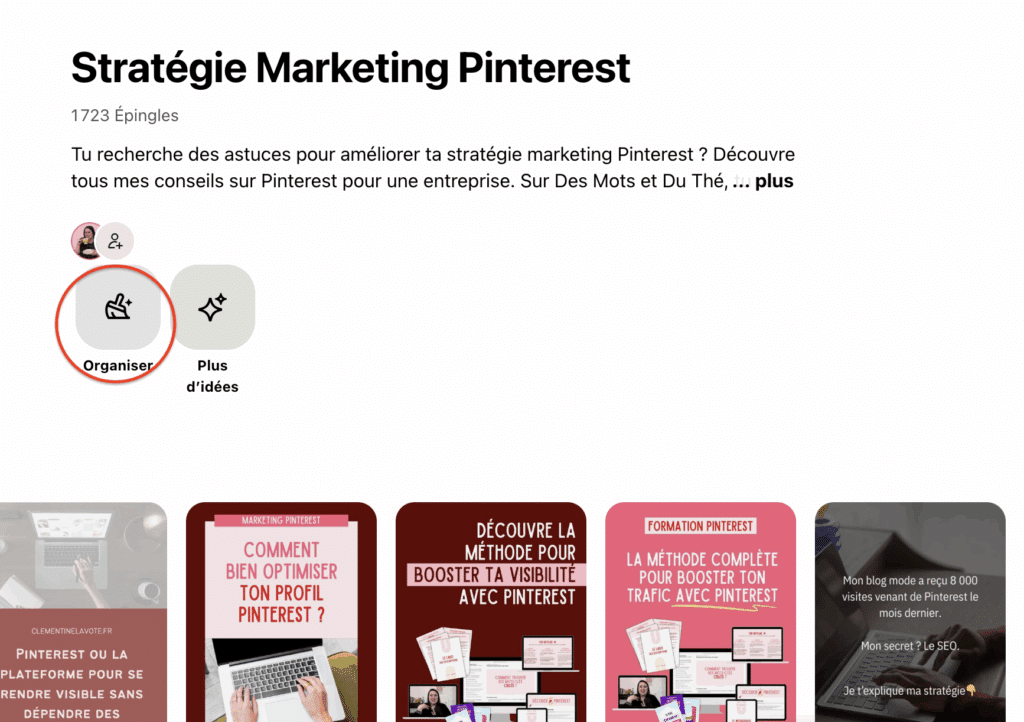 Comment modifier un tableau Pinterest
