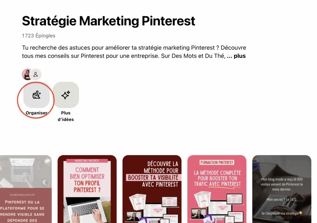 Comment modifier un tableau Pinterest